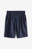 Navy Linen Blend Knee Shorts, Regular