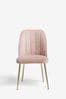 Set of 2 Soft Velvet Blush Pink Brushed Gold Leg Stella Non Arm Dining Chairs