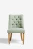 Set of 2 Soft Texture Sage Green Wolton Collection Luxe Buttoned Dining Chairs, Buttoned