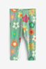 Green Floral Rib Jersey Leggings (3mths-7yrs)