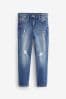 Mid Blue Distressed Regular Fit Skinny Jeans (3-16yrs)