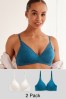 Teal Blue/Cream Pad Non Wire Lace Detail Bras 2 Pack, Pad Non Wire
