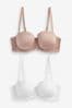 White/Nude Light Pad Strapless Multiway Bras 2 Pack