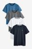 Weiss/Schiefergrau/Blau/Marineblau - Schmale Passform - T-Shirt 4 Pack, Slim Fit