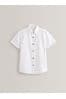 White Short Sleeve Linen Blend Shirt (3-16yrs)