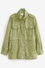 Soft Khaki Green Relaxed Utility Jacket with Patch Pockets, Regular