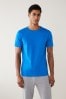 Blue Slim Essential Crew Neck T-Shirt, Slim