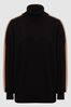 Reiss Black/Camel Nova Knitted Roll Neck Jumper