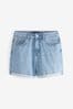 Mittelblau - Mom-Shorts aus Denim mit Comfort-Stretch, Regular Fit