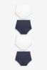 Marineblau/Weiss - Slips mit hohem Baumwollanteil, 4er-Pack, Voll bedeckender Slip