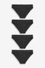 Schwarz - Bikinihosen mit hohem Baumwollanteil im 4er-Pack