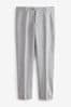 Light Grey Tailored Fit Linen Blend Suit: Trousers