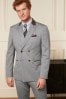 Grey Slim Fit Trimmed Herringbone Suit Jacket