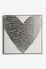 Silver Large Heart Framed Canvas Wall Art