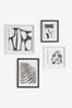 Black/White Framed Botanical and Abstract Wall Arts Set Of 4