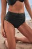 Schwarz - Tummy Control Ruched High Waist Bikini Bottoms, High Waist