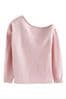 Blush Pink Premium 100% Wool Off The Shoulder Jumper
