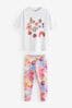 White/Pink Doodle Oversized T-Shirt And Leggings Set (3-16yrs)