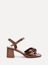 Linzi Metallic Charlotte Block Heeled Sandals With Bow Front Detail