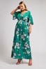 Yours Curve Green London Floral Angel Sleeve Maxi Dress