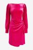 <span>Fuchsia-Pink</span> - Velvet Mini Dress, Regular