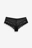 Black Microfibre And Lace Knickers, Thong
