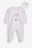 White Personalised Baby White I'm New Here Sleepsuit And Kid Hat
