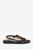 <span>Hellbraun</span> - Forever Comfort® Crossover Leather Sandals, Extra Wide Fit