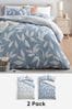 Blue leaf 2 Pack Reversible Duvet Cover and Pillow Case Set