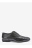Black Leather Oxford Brogue Shoes, Regular Fit