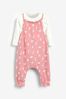 Pink Bunny Baby Printed Dungarees And Bodysuit Set (0mths-3yrs)