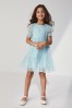 Pink Sparkle Mesh Short Sleeve Tiered Party Dress (3-16yrs)
