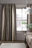 Black/Bronze Gold Metallic Stripe Eyelet Curtains, Lined