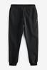 Black Cotton Blend Cuffed Joggers, Relaxed Fit