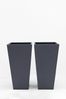 Grey Set of 2 All Weather Metal Planters