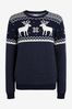 <span>Blau</span> - The Little Tailor Herren Weihnachtlicher Pullover mit Rentier- und Norwegermuster