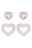 Radley Sterling Silver Pink and Clear Glass Stone Heart Shaped Stud Earrings