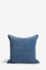 Teal Blue Soft Velour Cushion, Large Square