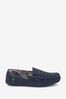 Navy Blue Modern Heritage Suede Saddle Moccasin Slippers