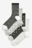 Grey Sparkle Spot/Stripe Sparkle Pattern Ankle Socks 4 Pack