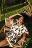 Chelsea Peers Organic Cotton Toucan Print Button Up Short Pyjama Set, Curve