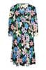 White Yours Curve LIMITED COLLECTION Floral Print Textured Wrap Dress