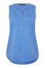 Blue Yours Curve Sleeveless Pintuck Henley Top