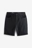 Black Stretch Denim Shorts, Straight Fit