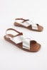 Tan Brown Forever Comfort® Crossover Leather Sandals, Extra Wide Fit