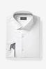 White Signature Textured Single Cuff Shirt With Trim Detail, Regular Fit
