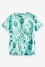 Black Swirl Print 100% Cotton Relaxed Fit Short Sleeve T-Shirt