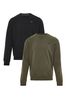 Black/Khaki Threadbare Crew Neck Sweatshirts 2 Packs