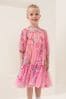 Pink Floral Angel & Rocket Pink Eleanor Print Mesh Dress