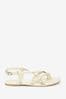 White Forever Comfort® Leather Toe Post Flat Sandals